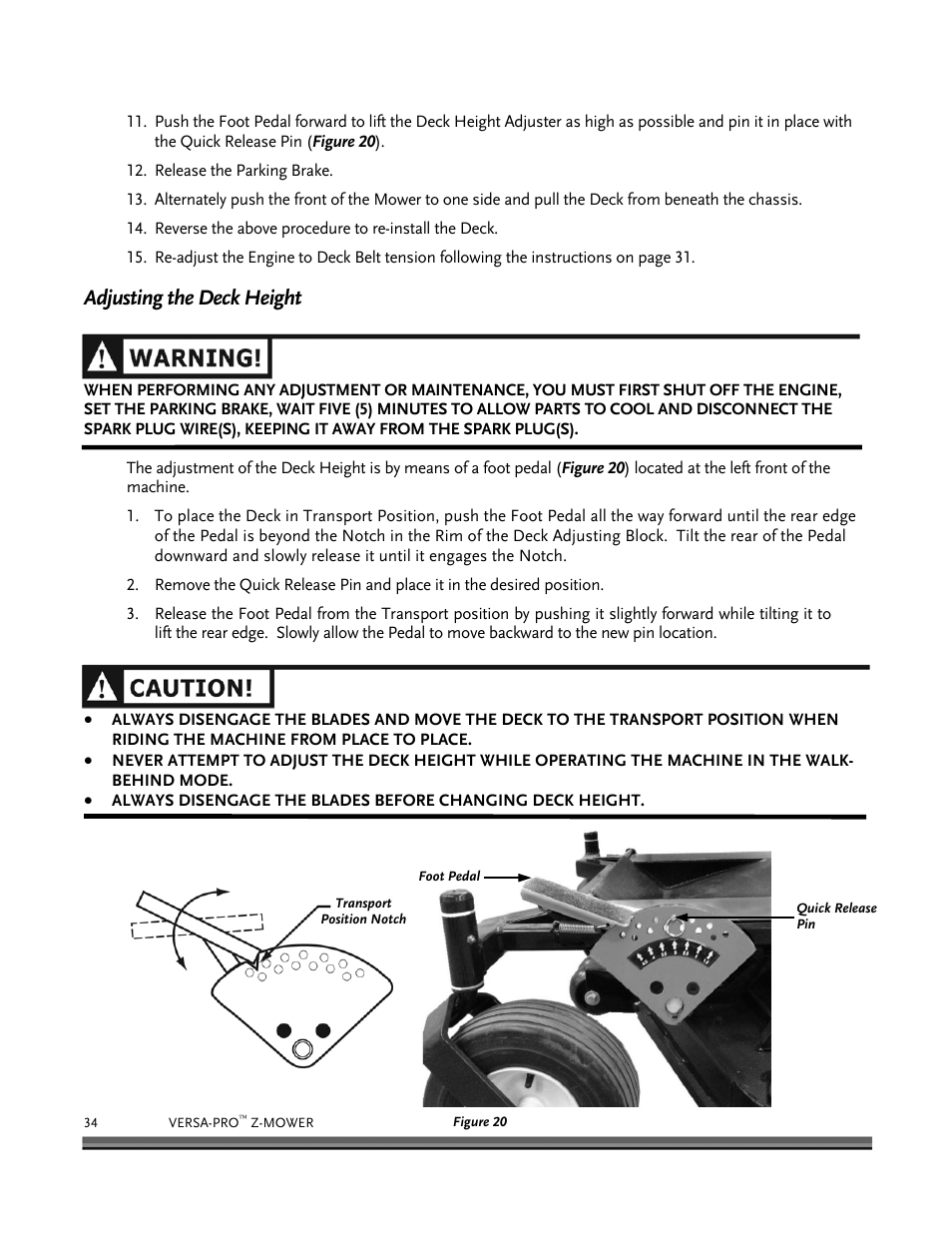Adjusting the deck height | DR Power Z-Mower 19.5 HP Versa-Pro User Manual | Page 38 / 84