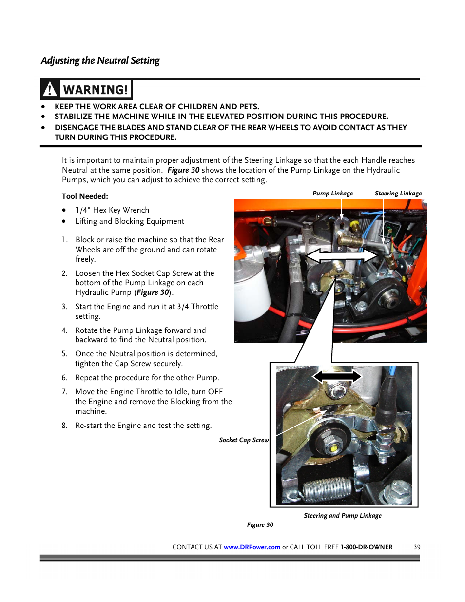 Adjusting the neutral setting | DR Power Z-Mower 19.5 HP Versa-Pro User Manual | Page 43 / 84