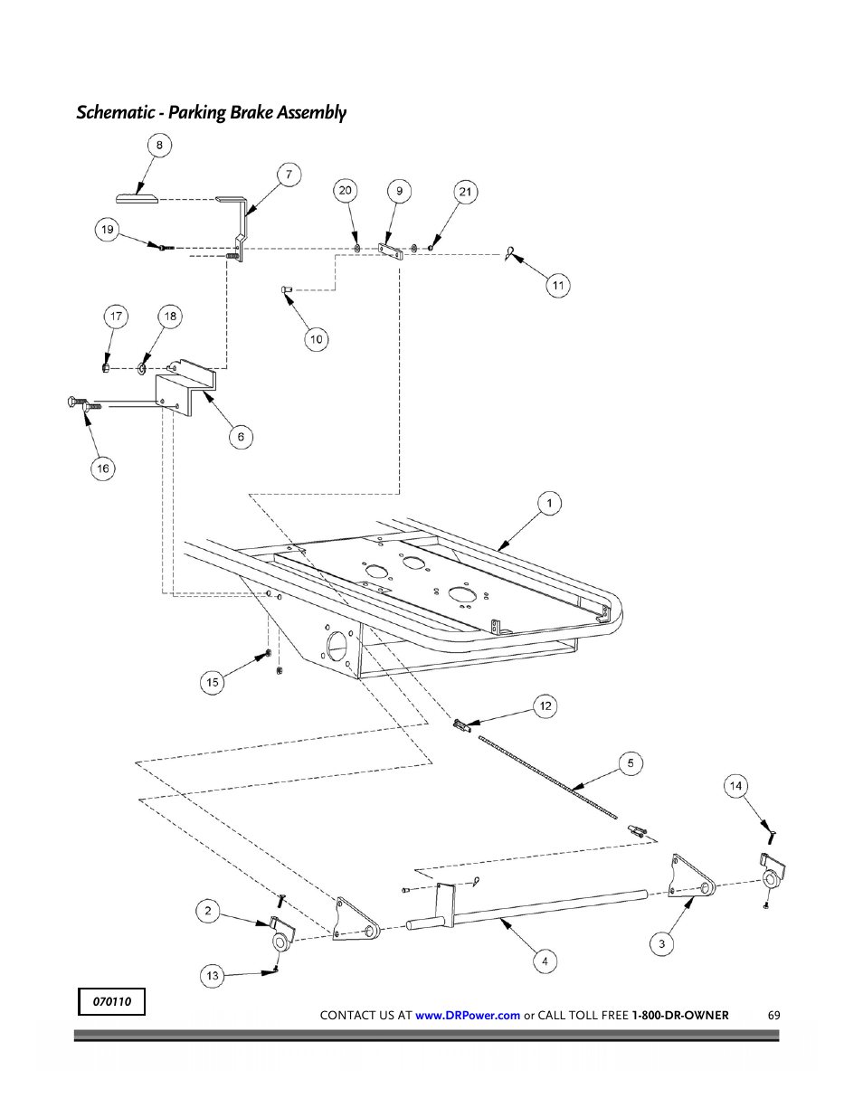 Schematic - parking brake assembly | DR Power Z-Mower 19.5 HP Versa-Pro User Manual | Page 73 / 84