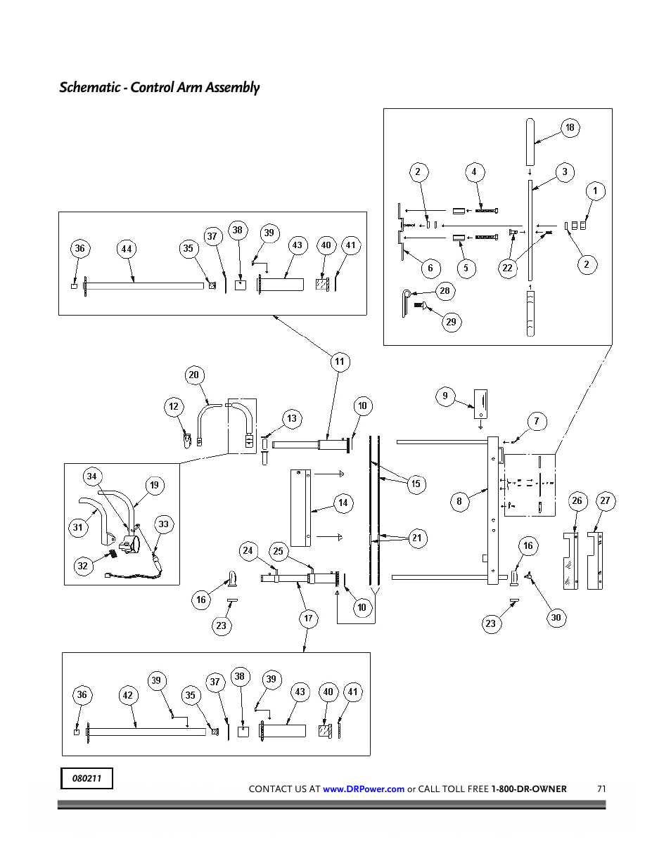 Schematic - control arm assembly | DR Power Z-Mower 19.5 HP Versa-Pro User Manual | Page 75 / 84