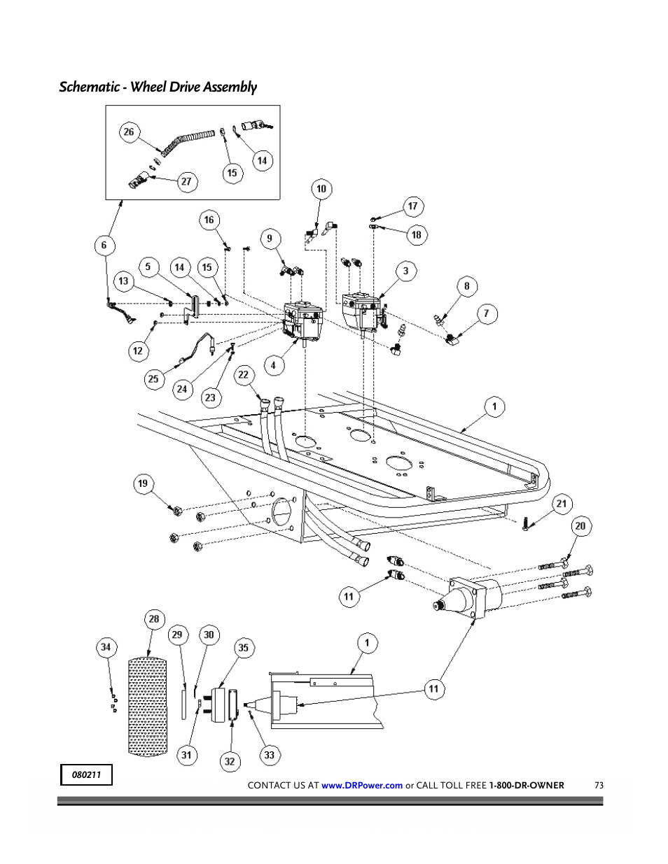 Schematic - wheel drive assembly | DR Power Z-Mower 19.5 HP Versa-Pro User Manual | Page 77 / 84