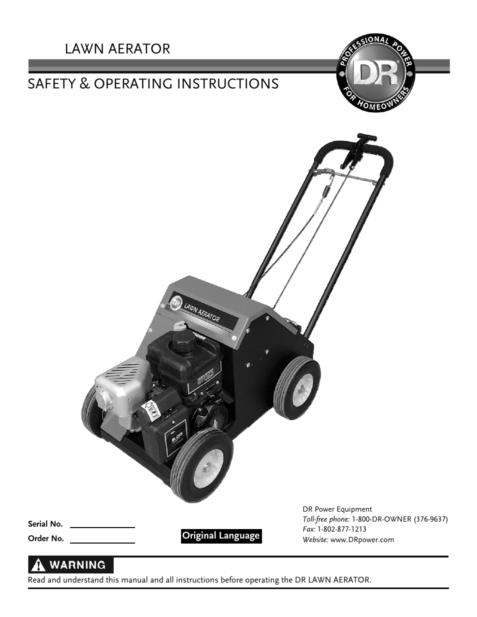 DR Power Lawn Aerator User Manual | 28 pages