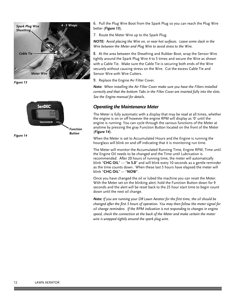 Operating the maintenance meter | DR Power Lawn Aerator User Manual | Page 12 / 28
