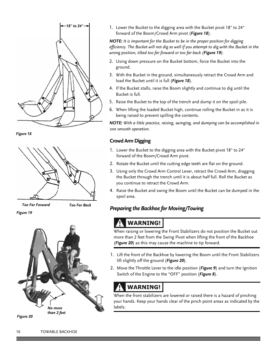 Preparing the backhoe for moving/towing | DR Power Towable Backhoe User Manual | Page 16 / 40