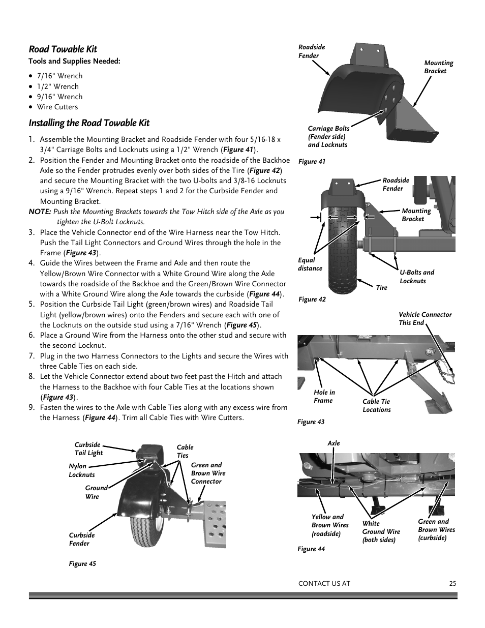 Road towable kit, Installing the road towable kit | DR Power Towable Backhoe User Manual | Page 25 / 40