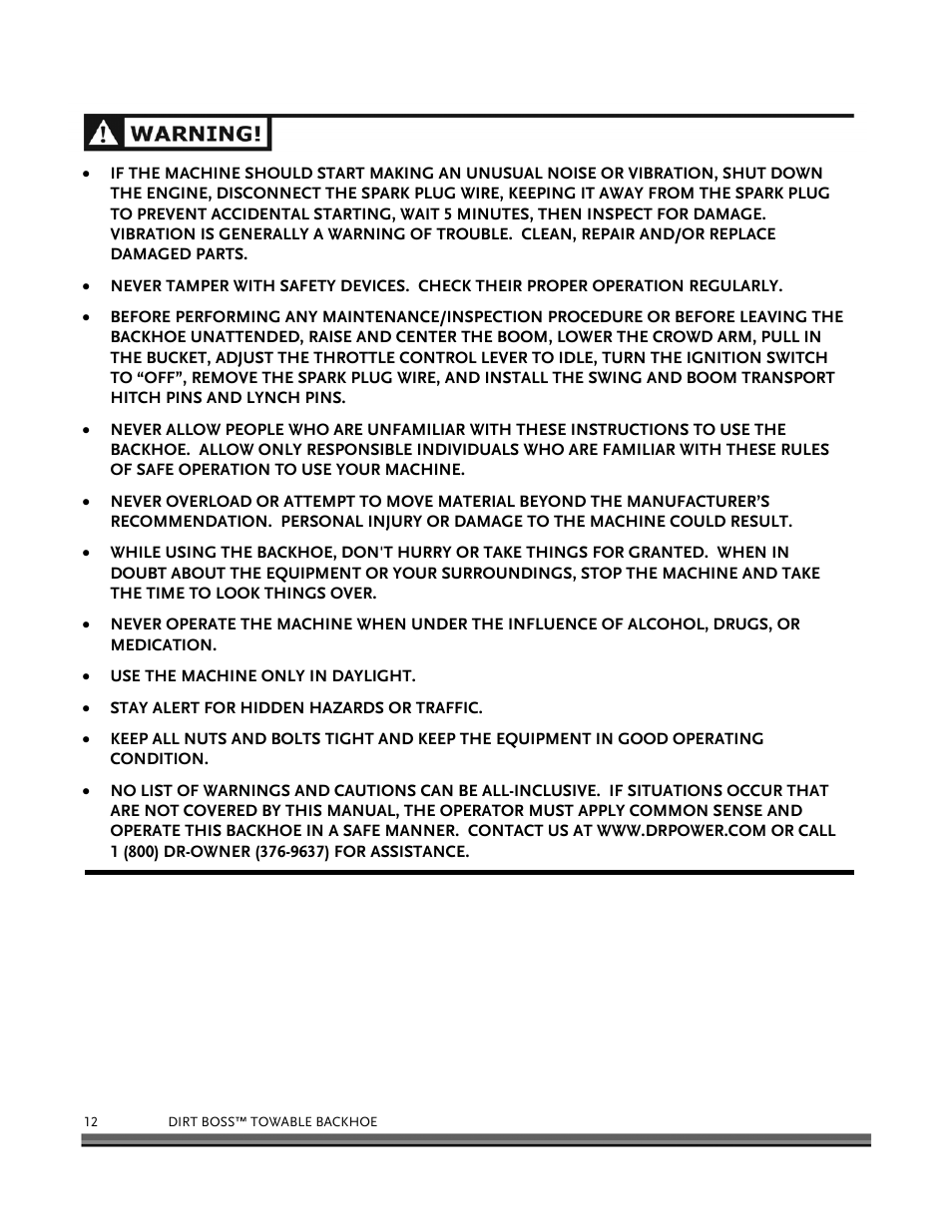 DR Power Backhoe 2008 User Manual | Page 16 / 68