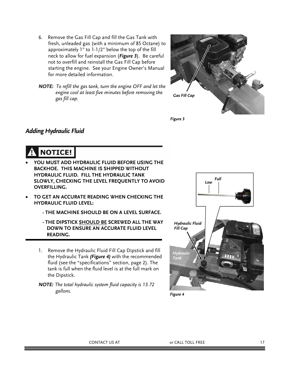 Adding hydraulic fluid | DR Power Backhoe 2008 User Manual | Page 21 / 68