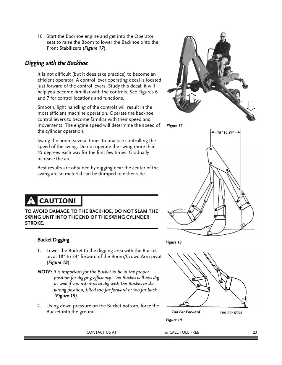 Digging with the backhoe | DR Power Backhoe 2008 User Manual | Page 27 / 68