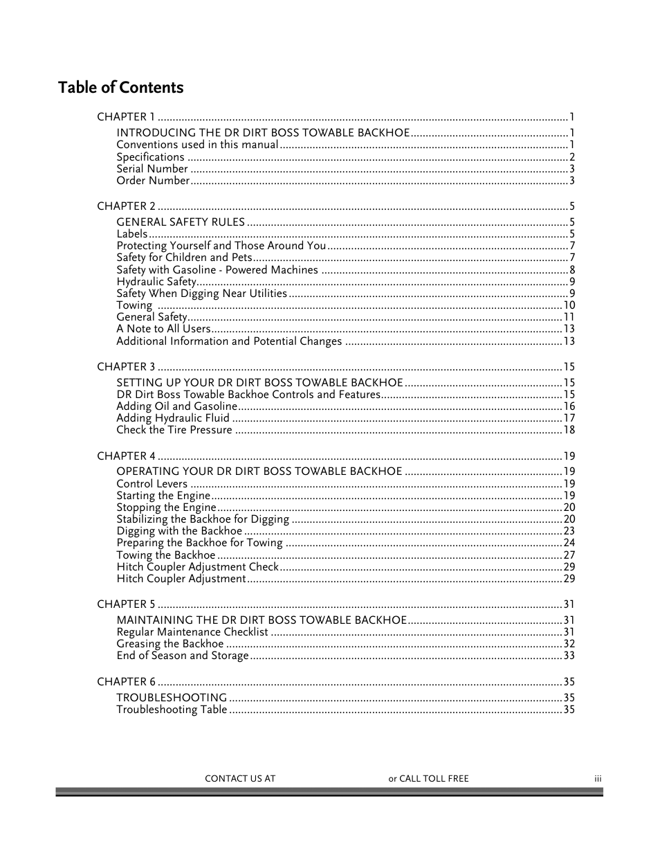 DR Power Backhoe 2008 User Manual | Page 3 / 68