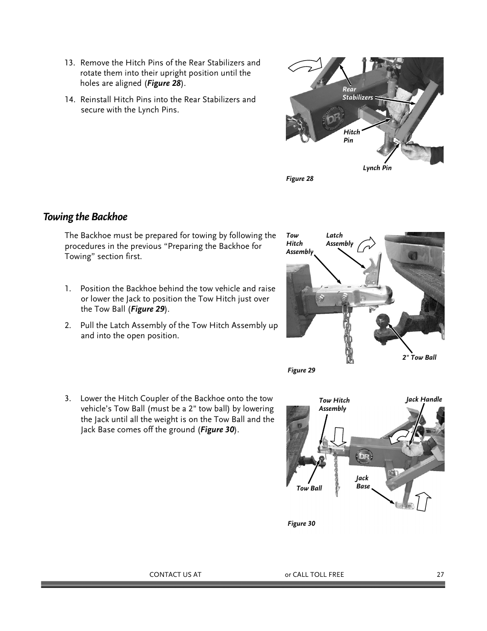 Towing the backhoe | DR Power Backhoe 2008 User Manual | Page 31 / 68