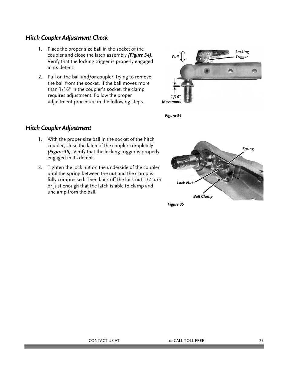 Hitch coupler adjustment check, Hitch coupler adjustment | DR Power Backhoe 2008 User Manual | Page 33 / 68