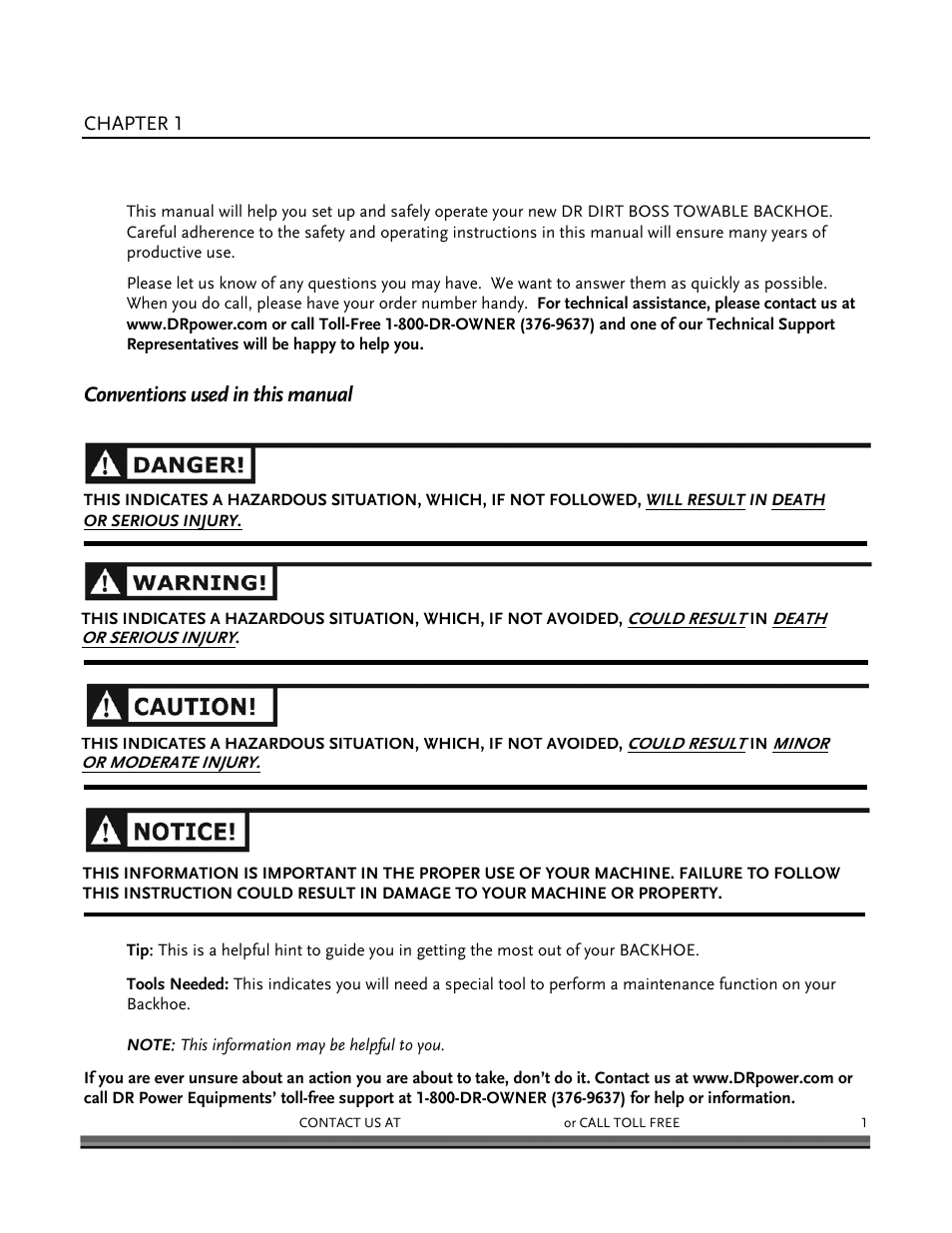 Introducing the dr dirt boss towable backhoe | DR Power Backhoe 2008 User Manual | Page 5 / 68