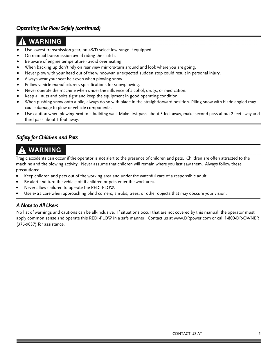DR Power Redi-Plow Plus (Sept. 2013 - Present) User Manual | Page 5 / 16