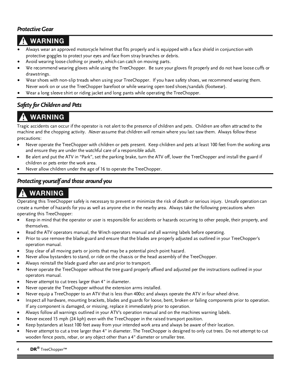 DR Power TreeChopper User Manual | Page 4 / 32