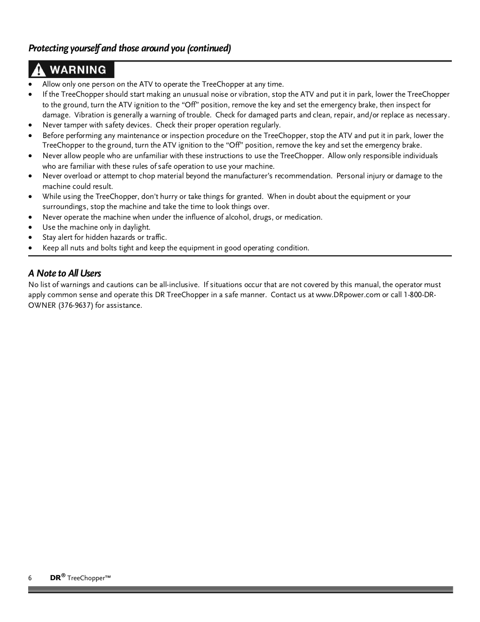 DR Power TreeChopper User Manual | Page 6 / 32