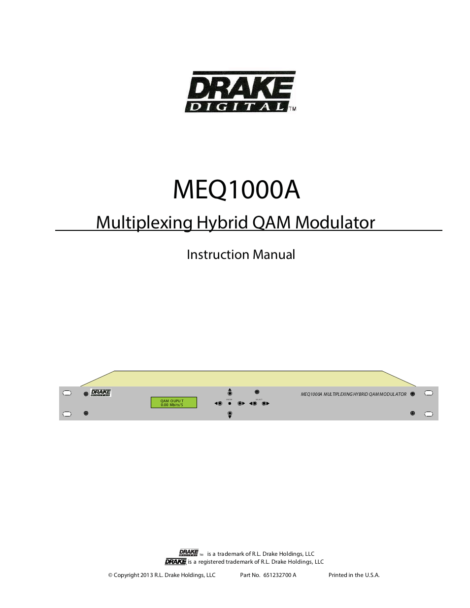 Drake MEQ1000A ASII ASI Input Module User Manual | 20 pages