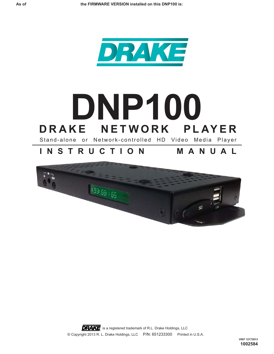 Drake DNP100 Network Media Player User Manual | 44 pages