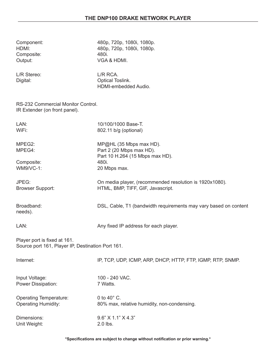 Drake DNP100 Network Media Player User Manual | Page 36 / 44