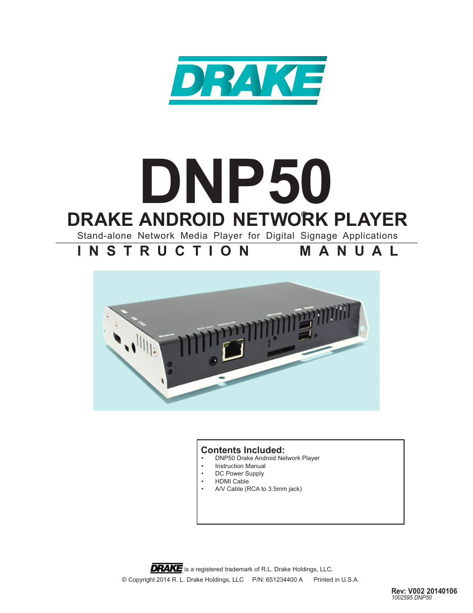 Drake DNP50/DNP50 AVW Network Media Player User Manual | 28 pages