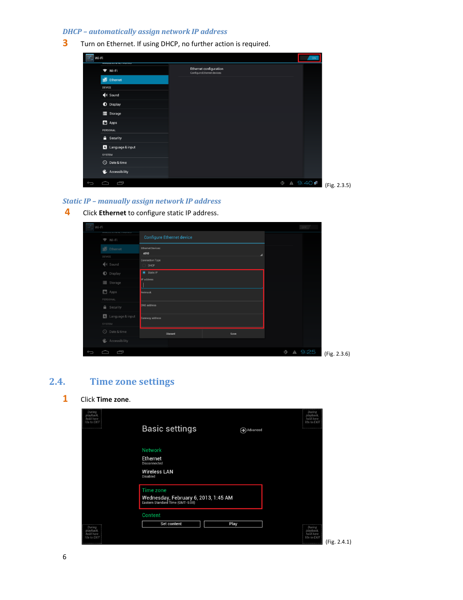 Dnp50 im v002 20140106 p8, Time zone settings | Drake DNP50/DNP50 AVW Network Media Player User Manual | Page 8 / 28