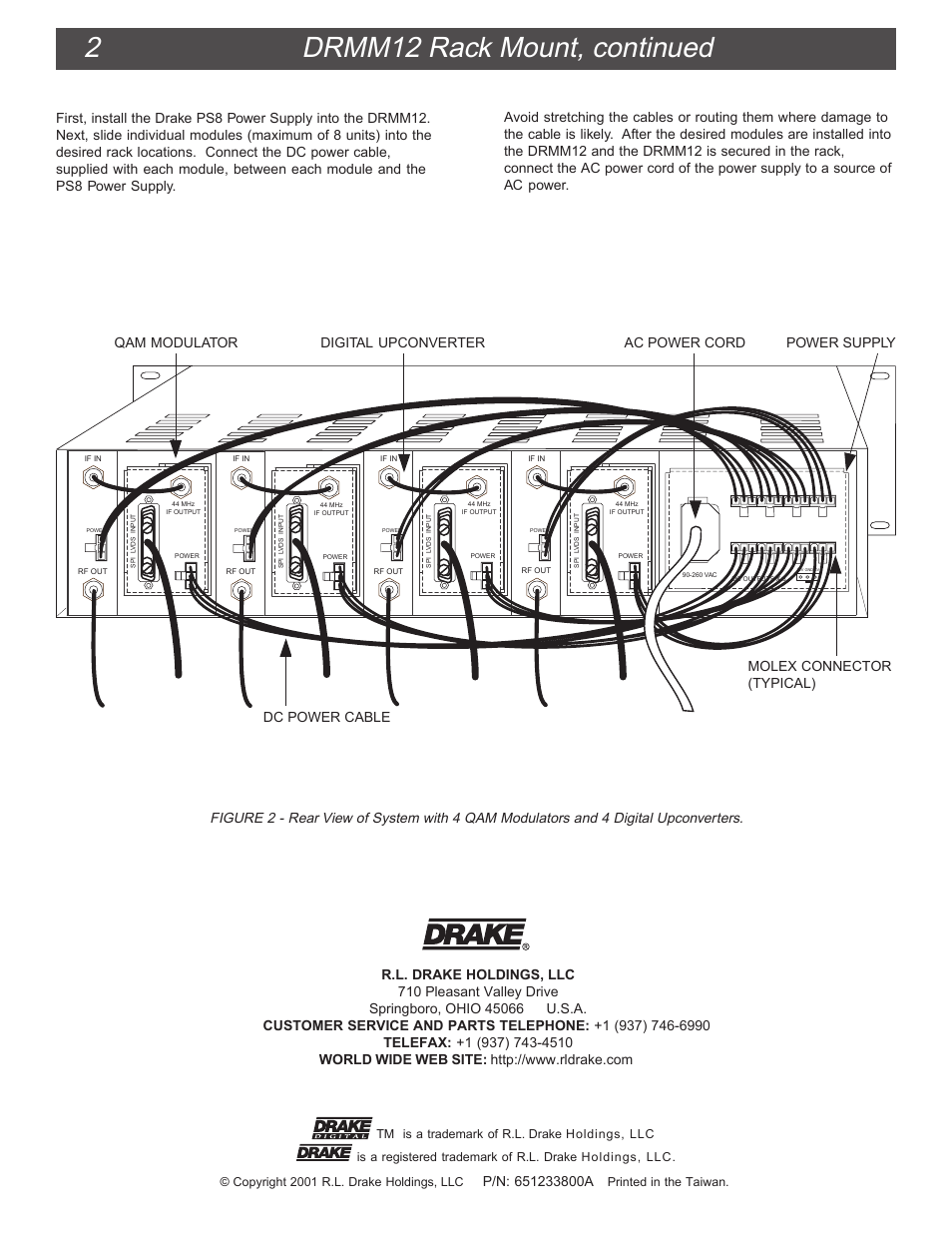 2drmm12 rack mount, continued | Drake DRMM12 Rack Mount User Manual | Page 2 / 2
