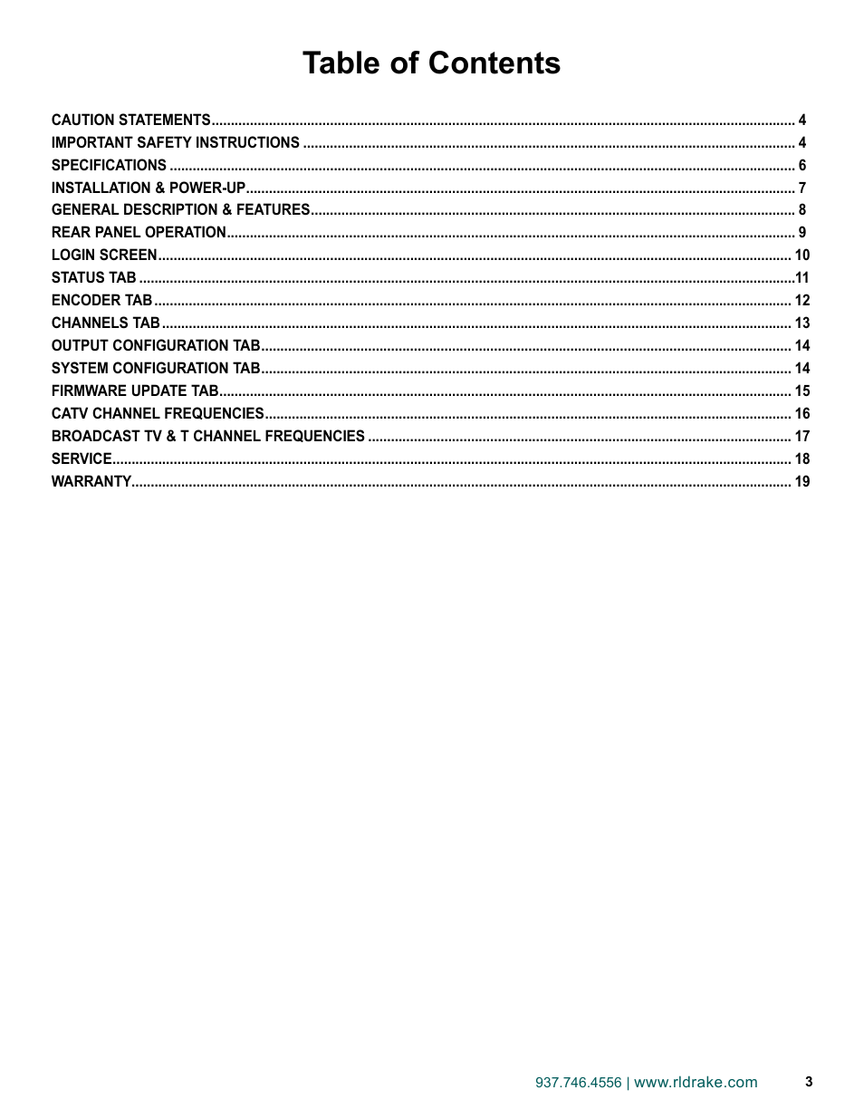 Drake DSE2 Plus HD Encoder w/QAM Output User Manual | Page 3 / 20