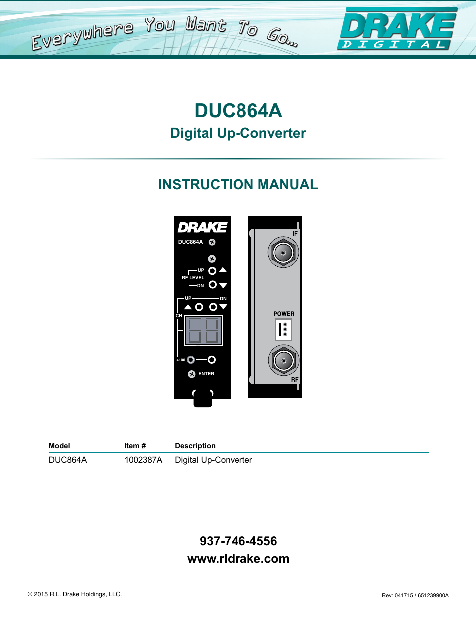 Drake DUC864A Digital Up-Converter User Manual | 8 pages