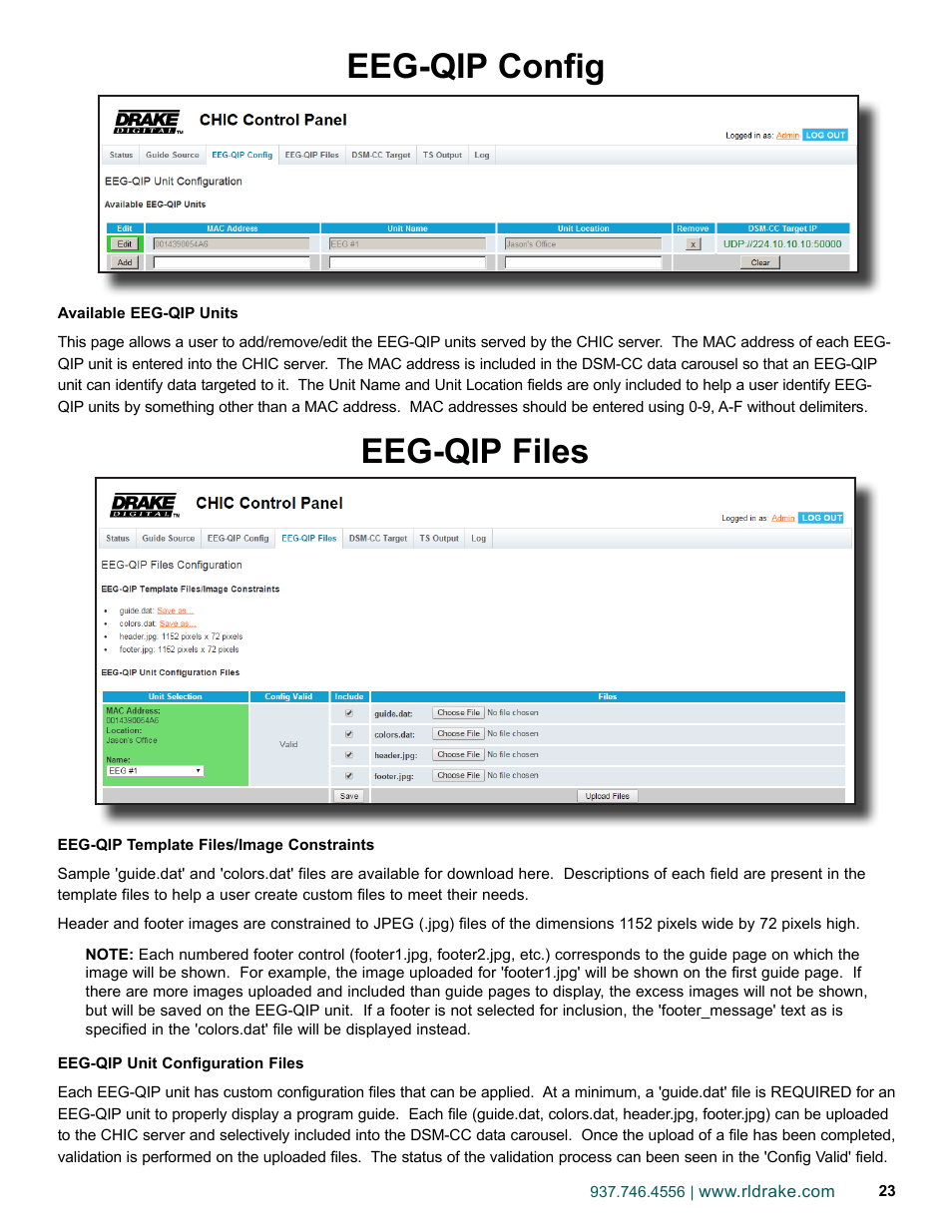 Eeg-qip config, Eeg-qip files | Drake EEG-QIP Enterprise Edge Guide with QAM and IP Input / CHIC Software User Manual | Page 23 / 32