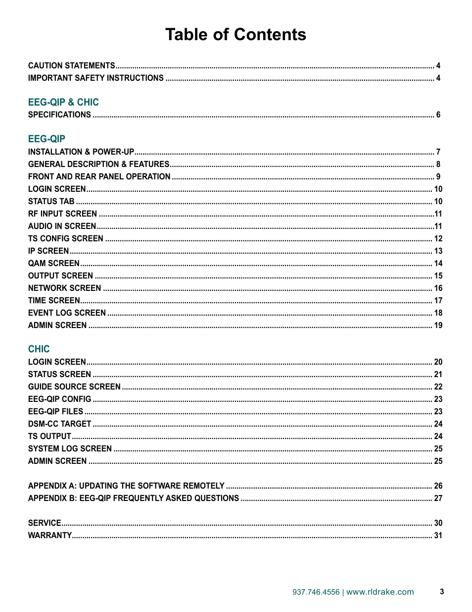 Drake EEG-QIP Enterprise Edge Guide with QAM and IP Input / CHIC Software User Manual | Page 3 / 32