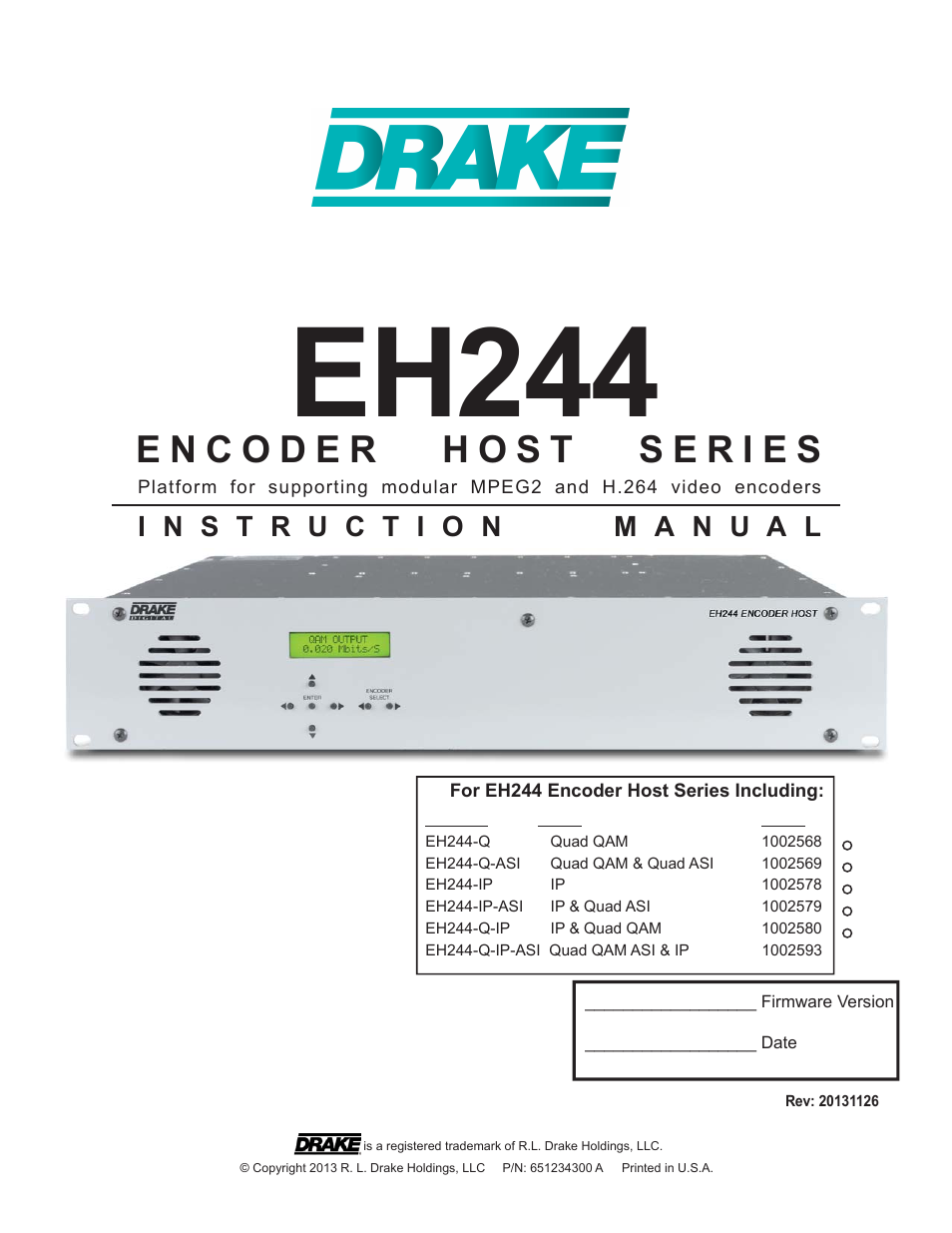 Drake EH244 SERIES User Manual | 20 pages