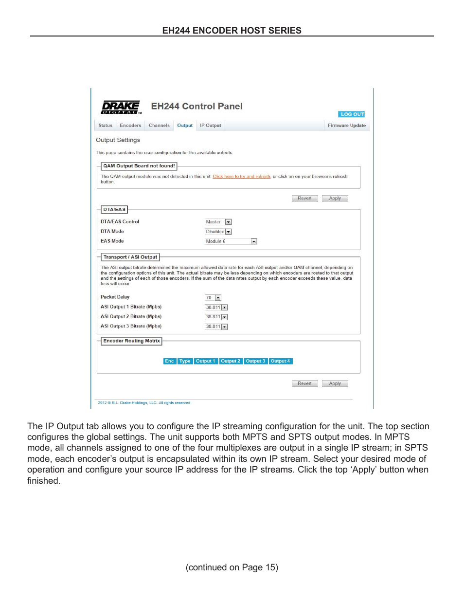 Drake EH244 SERIES User Manual | Page 14 / 20