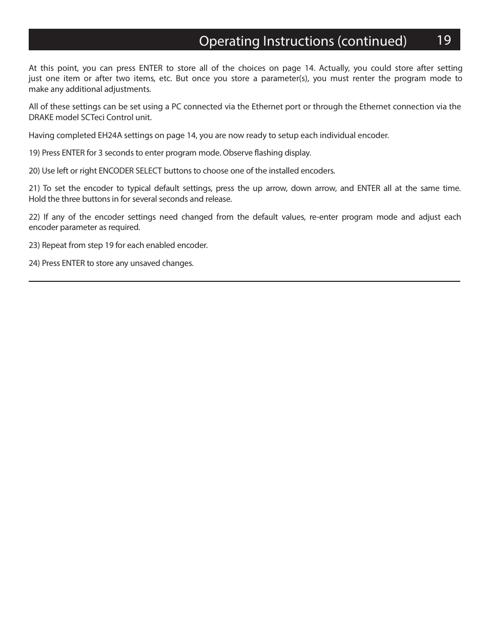 19 operating instructions (continued) | Drake EH24A/EH24A ASI User Manual | Page 19 / 26