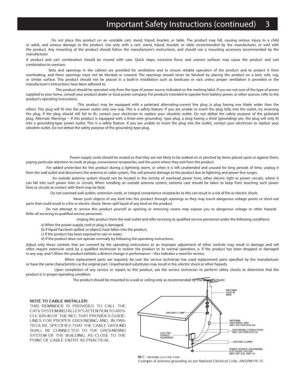 Important safety instructions (continued) 3 | Drake EH24A/EH24A ASI User Manual | Page 3 / 26