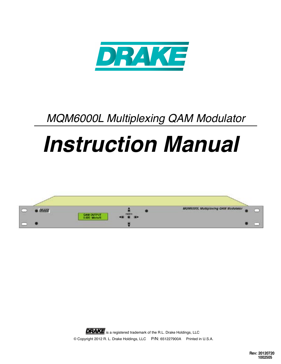 Drake MQM6000L Multiplexing QAM Modulator User Manual | 20 pages