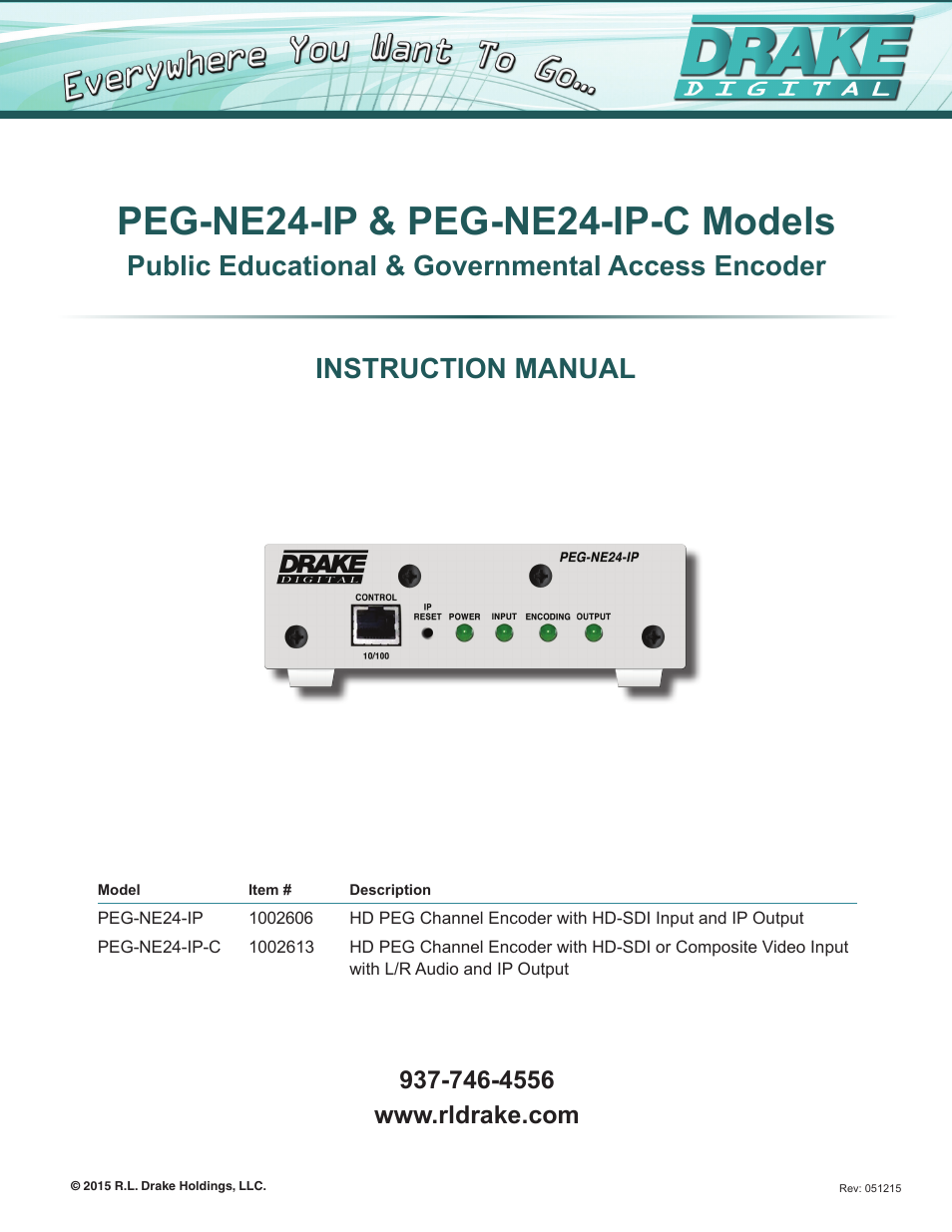 Drake PEG-NE24 Encoder User Manual | 24 pages