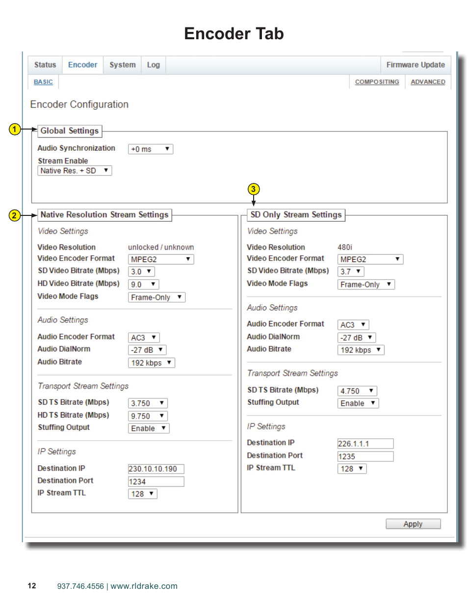 Encoder tab | Drake PEG-NE24 Encoder User Manual | Page 12 / 24