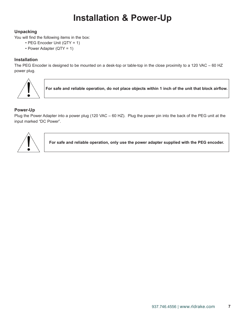 Drake PEG-NE24 Encoder User Manual | Page 7 / 24