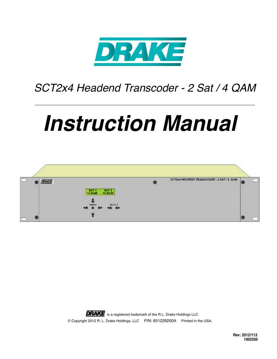 Drake SCT2x4 BBT Transcoder User Manual | 18 pages