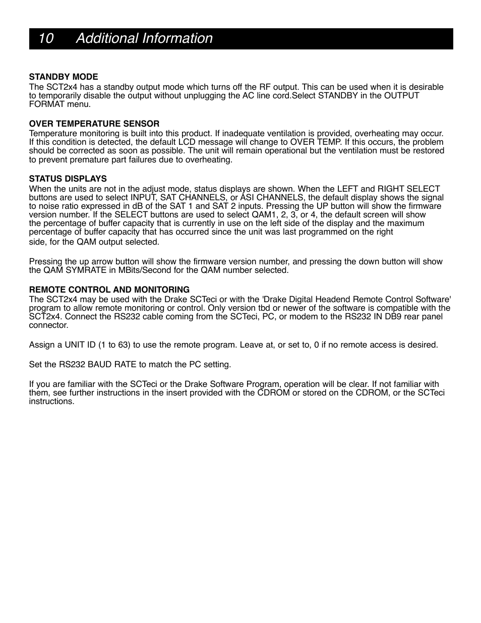 10 additional information | Drake SCT2x4 BBT Transcoder User Manual | Page 10 / 18