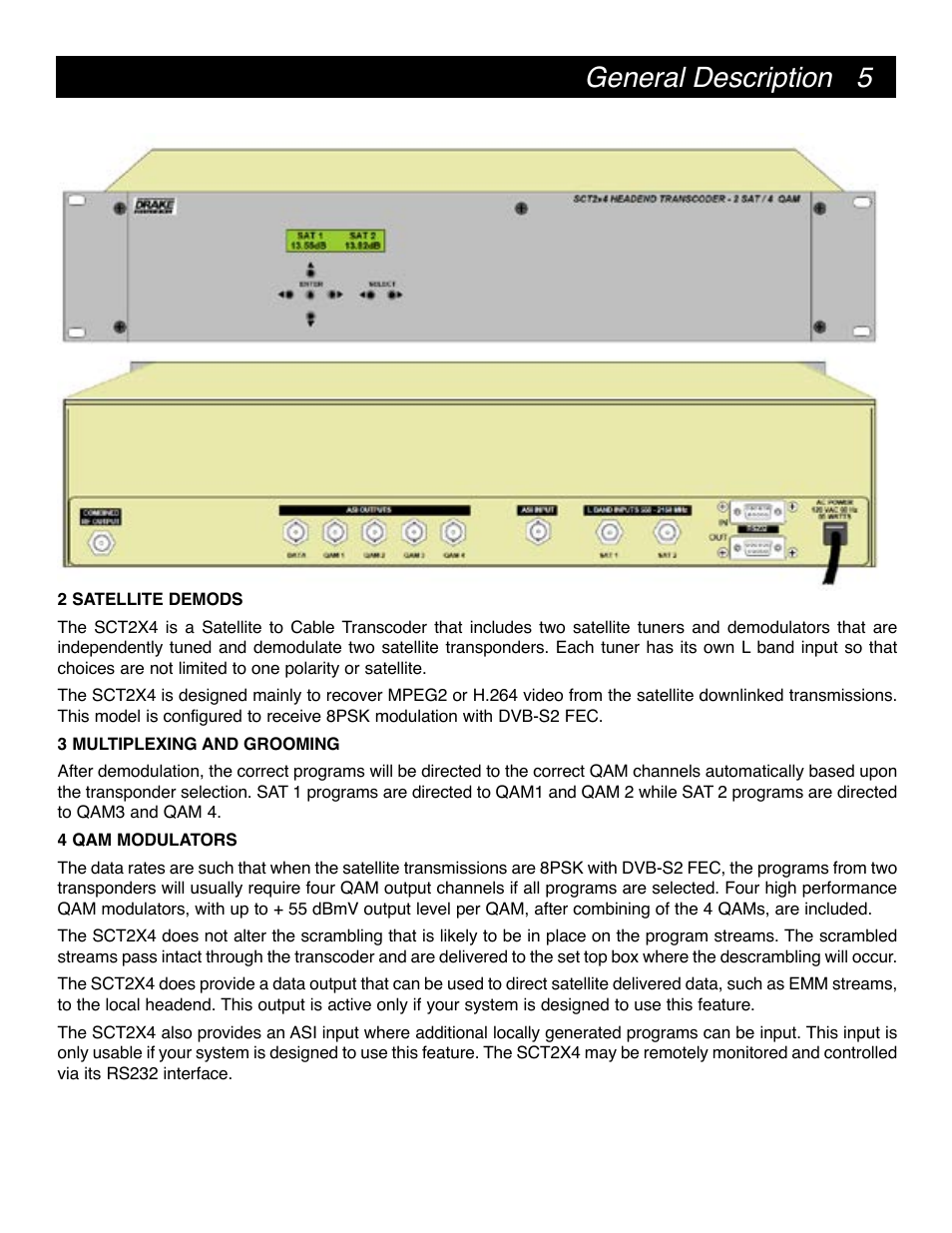 General description | Drake SCT2x4 BBT Transcoder User Manual | Page 5 / 18