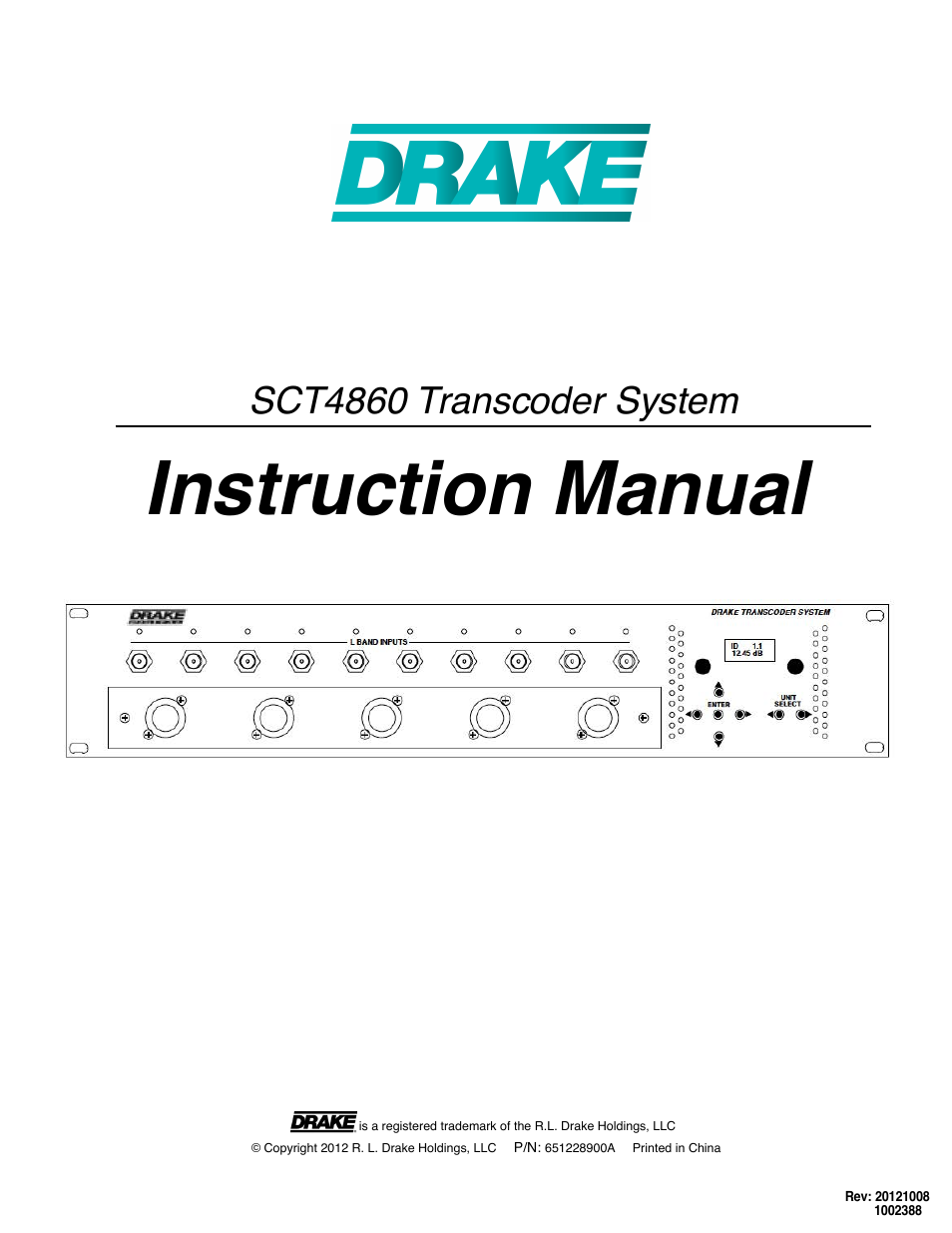 Drake SCT4860 8PSK Sat-1024QAM Cable Transcoder User Manual | 20 pages