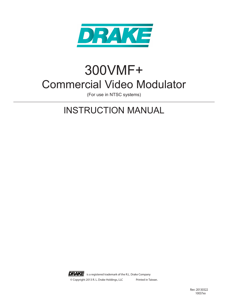 Drake 300VMF+ Fixed Modulator User Manual | 12 pages