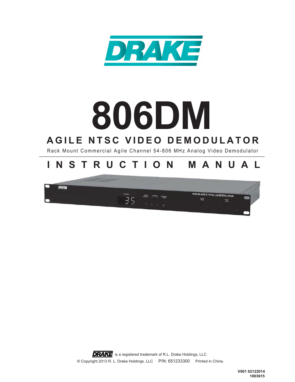 Drake 806DM Video Demodulator User Manual | 8 pages