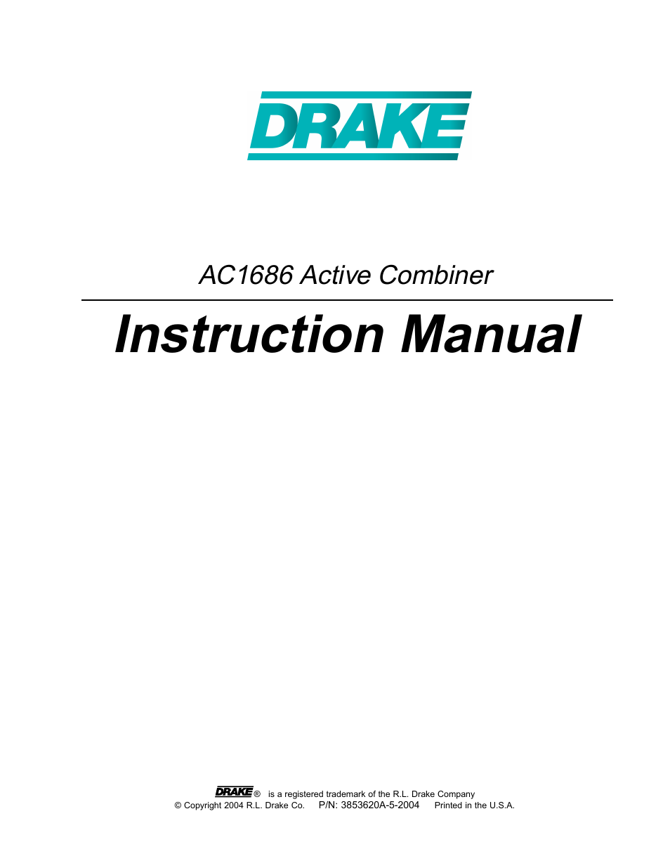 Drake AC1686 Active Combiner 860 MHz User Manual | 8 pages