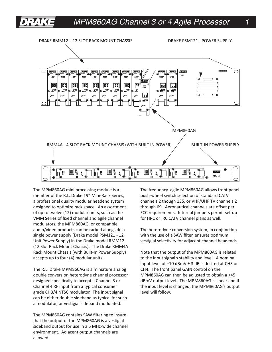 Drake MPM860AG Agile Processor Module User Manual | 8 pages