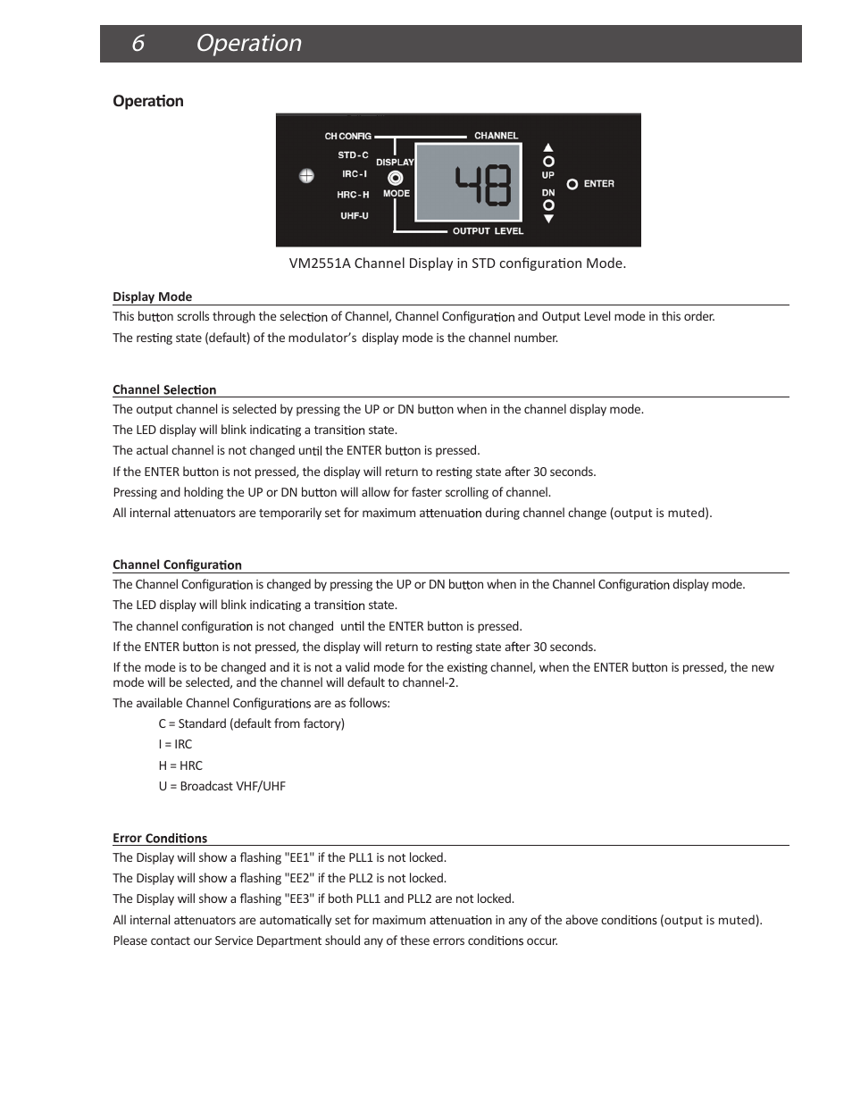 Operation 6 | Drake VM2551A Agile Modulator – 550 MHz User Manual | Page 6 / 12