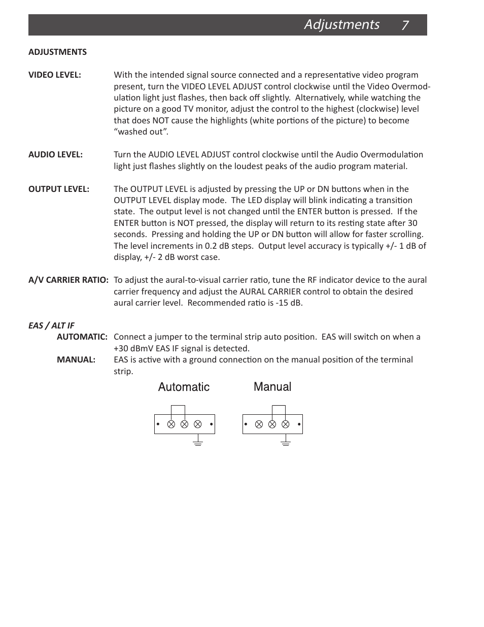7adjustments | Drake VM2551A Agile Modulator – 550 MHz User Manual | Page 7 / 12