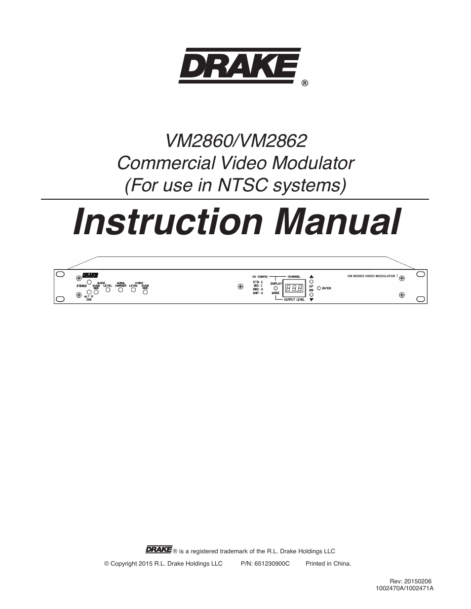 Drake VM2860A Agile Modulator – 860 MHz User Manual | 12 pages