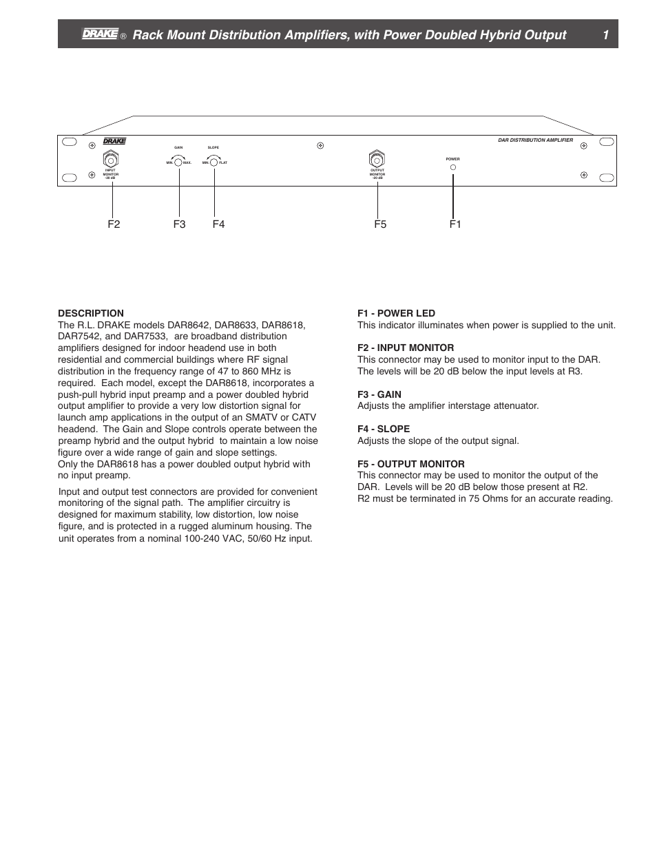 Drake DAR Series Distribution Amplifiers User Manual | 4 pages