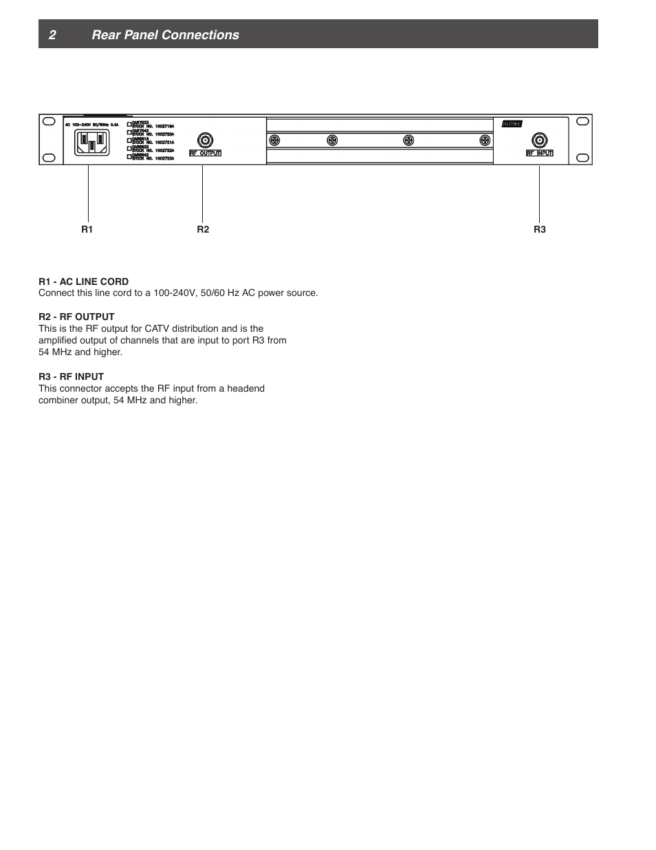 2 rear panel connections | Drake DAR Series Distribution Amplifiers User Manual | Page 2 / 4